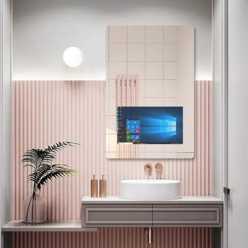 Smart Mirror Interactive with Touchscreen & Bluetooth for Bathroom-video